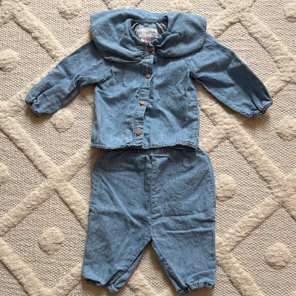 Zara Denim Jacket and Pants Set